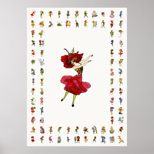 American Beauty Rose, Whimsical Blume Book Art Poster (Vorne)