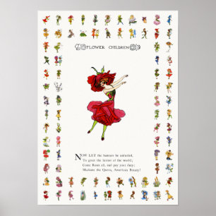 American Beauty Rose, Whimsical Blume Book Art Poster