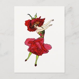 American Beauty Rose, Whimsical Blume Book Art Postkarte