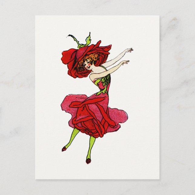 American Beauty Rose, Whimsical Blume Book Art Postkarte (Vorderseite)