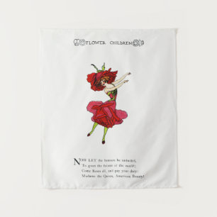 American Beauty Rose, Whimsical Blume Book Art Wandteppich