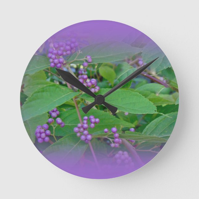 American Beautyberry (Callicarpa americana) Runde Wanduhr (Vorderseite)