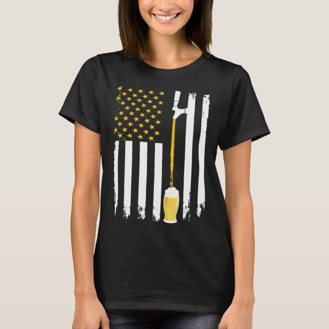 American Beer Flag International Beer Day T-Shirt (Vorderseite)