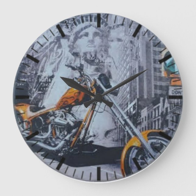 American bike Retro Große Wanduhr (Vorderseite)