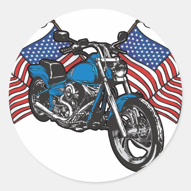 American Biker Motorrad Runder Aufkleber (Vorderseite)