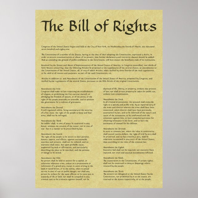 American Bill Rights Poster (Vorne)