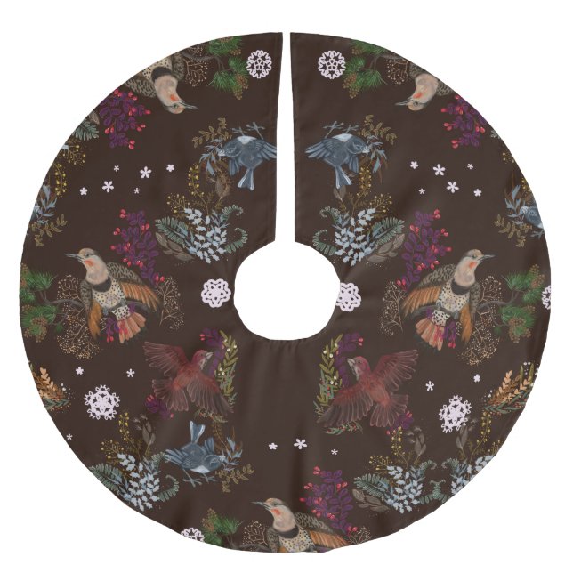 American Bird Woodland Christmas Brushed Polyester Polyester Weihnachtsbaumdecke (Vorderseite)