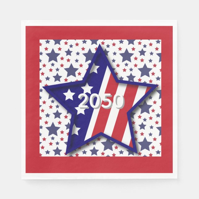 American Birthday 2025 Star Paper Napkin Serviette (Vorderseite)