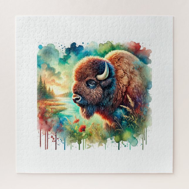 American Bison 130724AREF110 - Watercolor Puzzle (Vertikal)