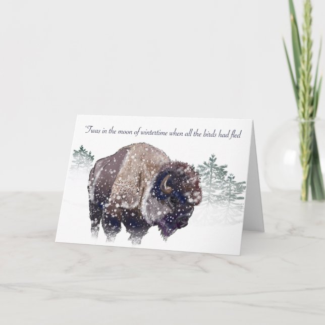 American Bison Art Christmas Card Karte (Vorderseite)