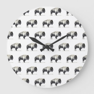 American Bison Große Wanduhr