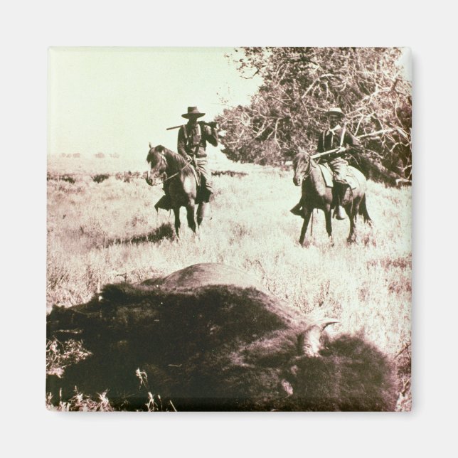 American Bison Hunters (b/w Foto) Magnet (Vorne)