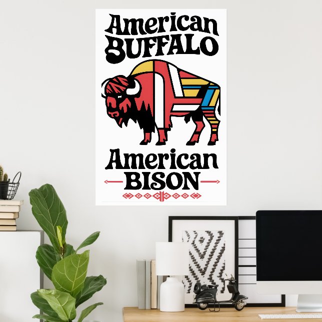 American Bison Illustration Poster (Heimbüro)