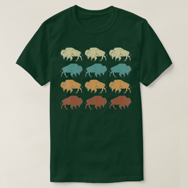 American Bison Lover Animal American Retro Buffalo T-Shirt (Design vorne)