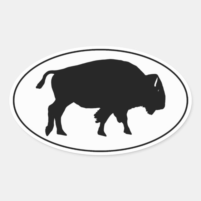 American Bison Oval Logo Ovaler Aufkleber (Vorderseite)
