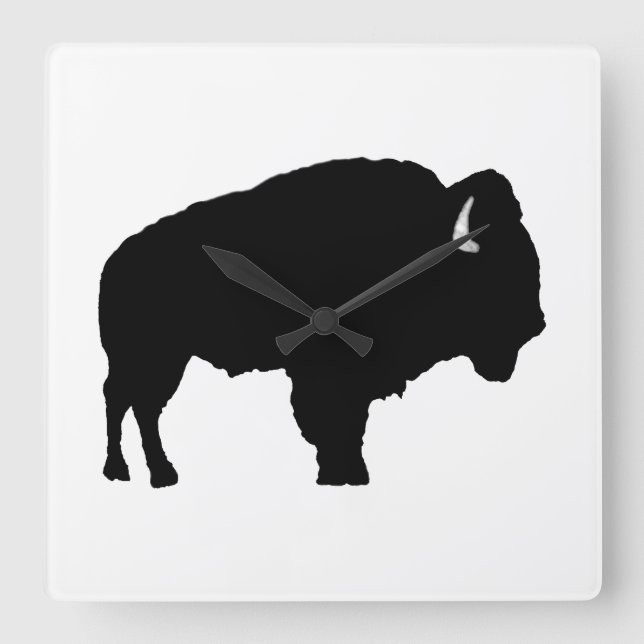 American Bison Quadratische Wanduhr (Vorderseite)