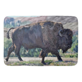 American Bison Roaming in Grassland Badematte