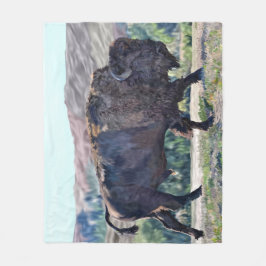 American Bison Roaming in Grassland Fleecedecke