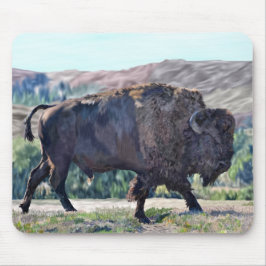 American Bison Roaming in Grassland Mousepad