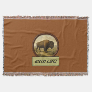 American Bison Saddle Brown Throw Blanket Decke
