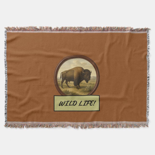 American Bison Saddle Brown Throw Blanket Decke (Vorderseite)