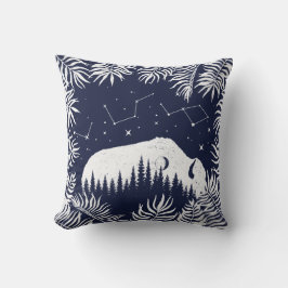 American Bison White Navy Star Galaxy Fern Jagen Kissen