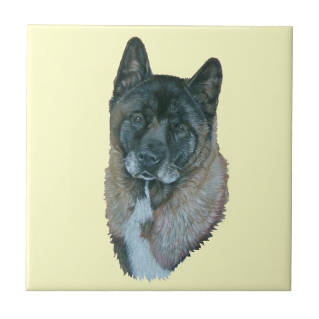 American Black face akita Hund Portrait Fliesen (Vorderseite)