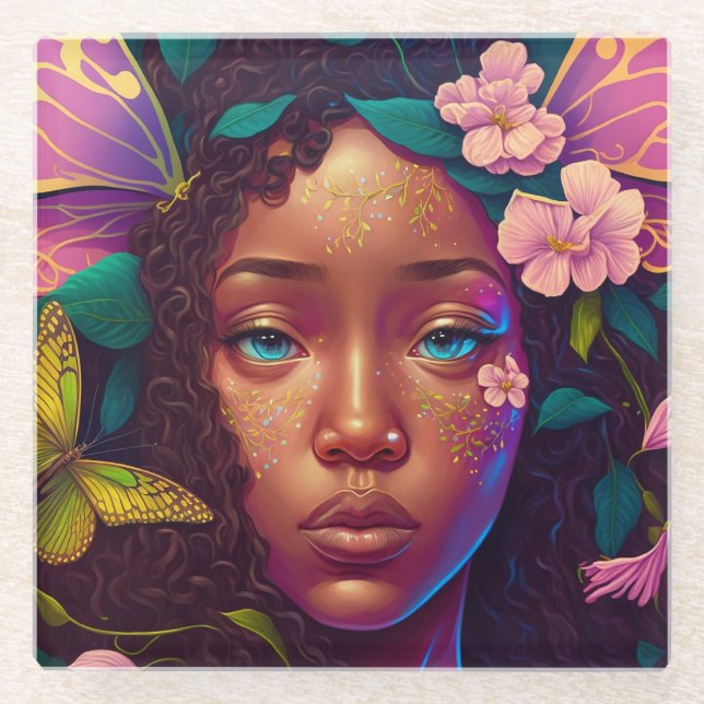 American Black Faiasy Fantasy Art Glasuntersetzer (Vorderseite)