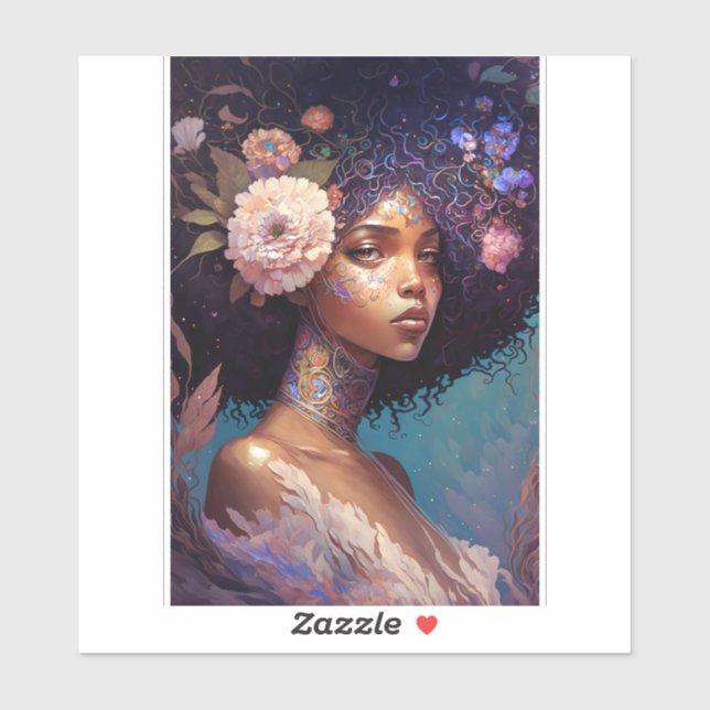 American Black Goddess Queen Fantasy Art Aufkleber (Blatt)