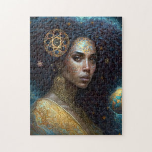American Black Goddess Queen Fantasy Art J Puzzle