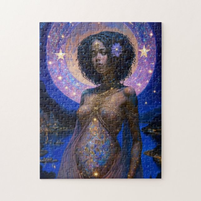 American Black Goddess Queen Fantasy Art J Puzzle (Vertikal)