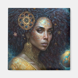 American Black Goddess Queen Fantasy Art M Magnet