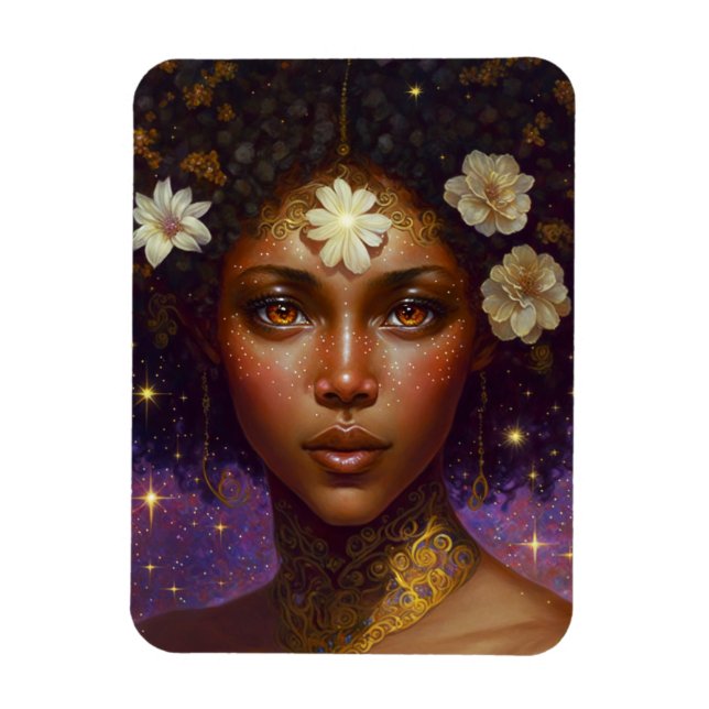American Black Goddess Queen Fantasy Art M Magnet (Vertikal)