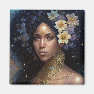 American Black Goddess Queen Fantasy Art Magnet