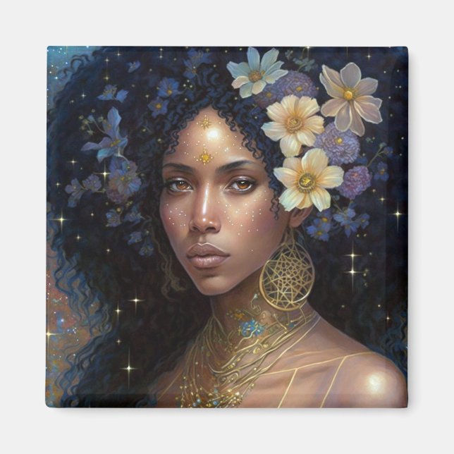 American Black Goddess Queen Fantasy Art Magnet (Vorne)