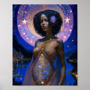 American Black Goddess Queen Fantasy Art P Poster