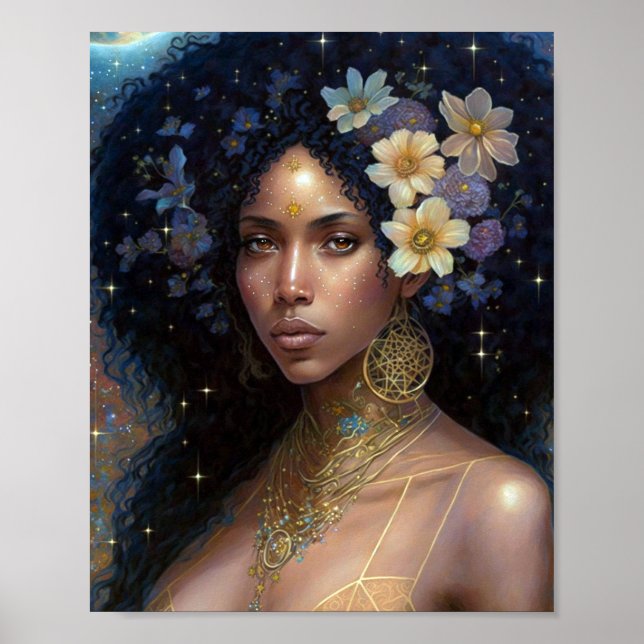 American Black Goddess Queen Fantasy Art P Poster (Vorne)