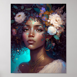 American Black Goddess Queen Fantasy Art P Poster