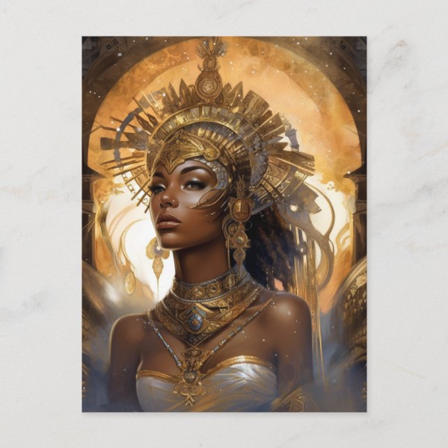 American Black Goddess Queen Fantasy Art P Postkarte (Vorderseite)