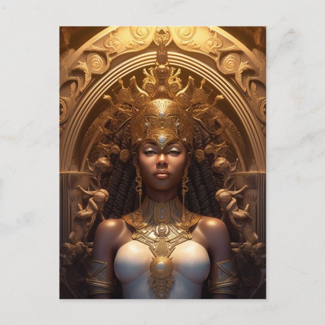 American Black Goddess Queen Fantasy Art P Postkarte (Vorderseite)