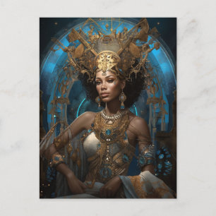 American Black Goddess Queen Fantasy Art P Postkarte
