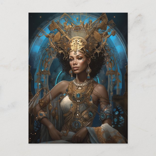 American Black Goddess Queen Fantasy Art P Postkarte (Vorderseite)