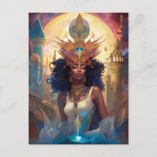 American Black Goddess Queen Fantasy Art P Postkarte