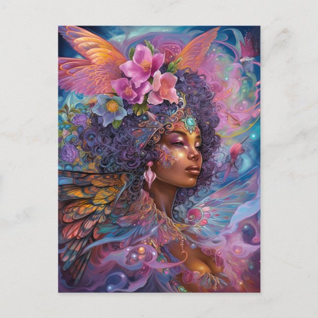 American Black Goddess Queen Fantasy Art P Postkarte (Vorderseite)