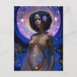 American Black Goddess Queen Fantasy Art P Postkarte
