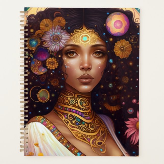American Black Goddess Queen Fantasy Art Planer (Vorderseite)