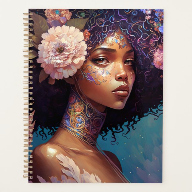 American Black Goddess Queen Fantasy Art Planer (Vorderseite)