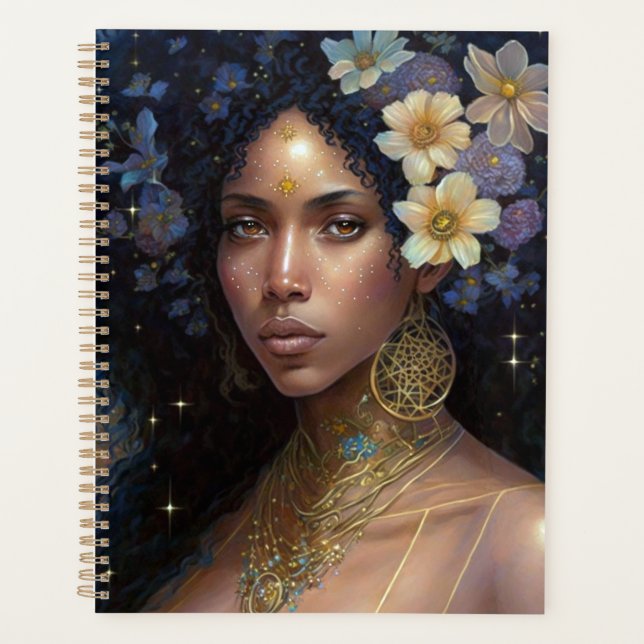American Black Goddess Queen Fantasy Art Planer (Vorderseite)