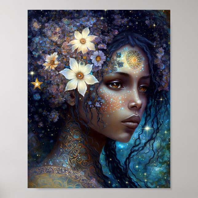 American Black Goddess Queen Fantasy Art Poster (Vorne)