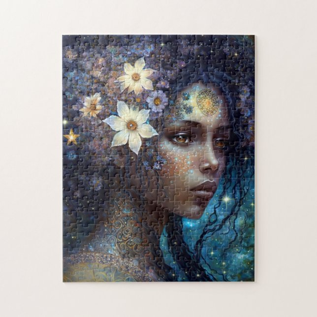 American Black Goddess Queen Fantasy Art Puzzle (Vertikal)